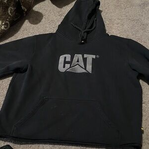 Caterpillar Black Hoodie with Silver Logo